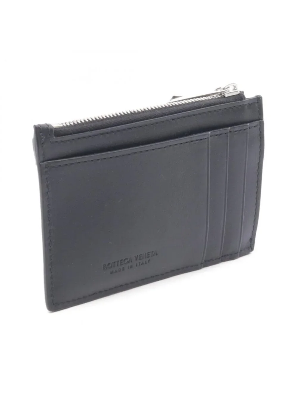 Bottega Veneta Coin Case Intrecciato Key Pouch Black Leather